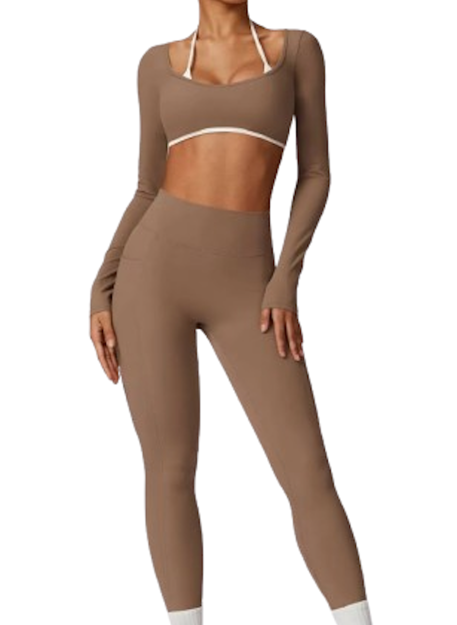 Yogia - Ensemble de Yoga manches longues Mocha