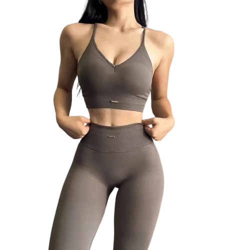 Zenya - Ensemble de yoga col V gris