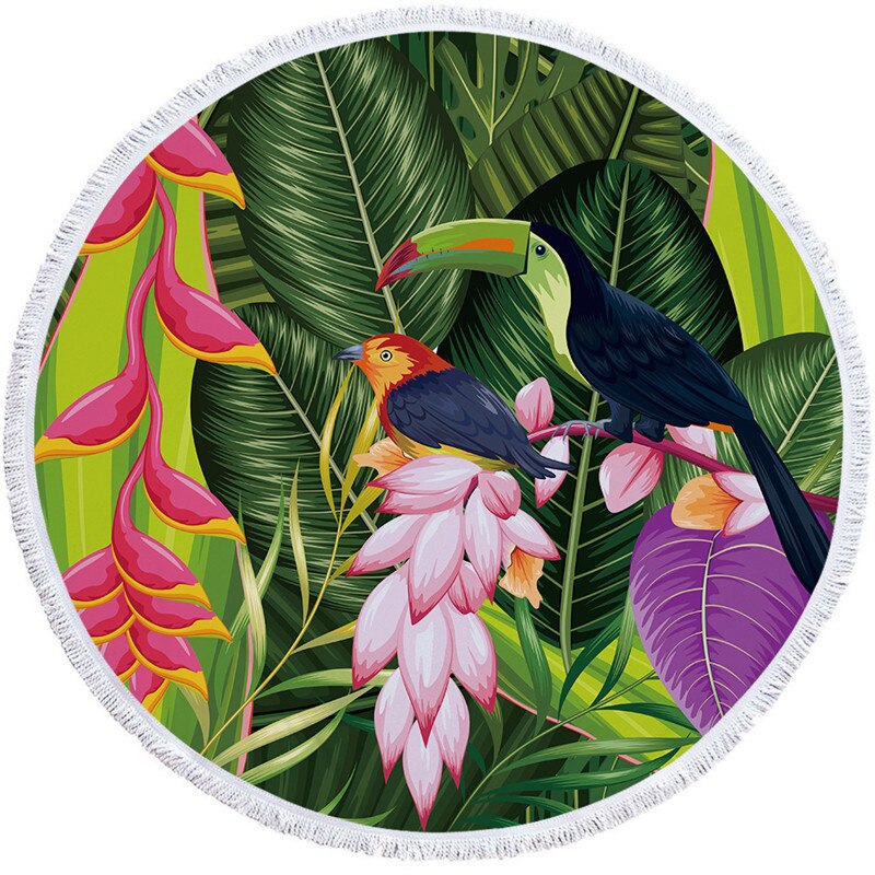 Serviette de plage - Tapis de méditation - 150 CM - Motifs Jungle - Tropical