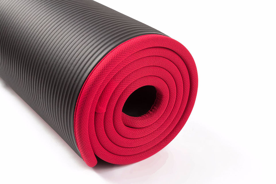 Tapis de Yoga antidérapant très épais - rouge et noir - 10 MM