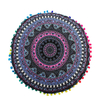 Passion yoga - Pouf rond - Motifs Mandala - Méditation et Décoration - 43 cm - noir et rose