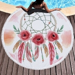 Serviette de méditation ou de plage ronde - Inspiration Attrape rêve indien - motif fleur