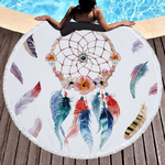 Tapis de méditation ou de plage ronde - Inspiration Attrape rêve indien - Dreamcatcher