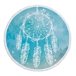 Serviette de méditation ou de plage ronde - Inspiration Attrape rêve indien bleu
