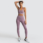 tenue complète de yoga sans couture - 2 pièces Leggings et Brassières rembourrées - S - violet