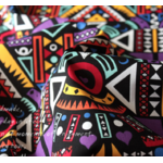 Tissu ou Nappe imprimé Tribal - Coton et Lin - violet et jaune