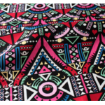 Tissu ou Nappe imprimé Tribal - Coton et Lin - rose et blanc
