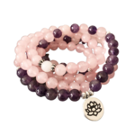 Bracelet mala calme et Paix intérieur - Améthyste rose - lotus