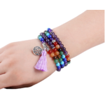 Mala Bracelet ethnique de méditation - Améthyste - Lapis lazuli - Jade - 108 Pierres naturelles