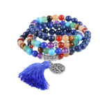 Bracelet Mala Equilibre et Guérison 7 chackras -  108 Pierres naturelles