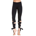 Legging de Yoga - Bandelettes à Nouer - Taille Haute - L - Noir