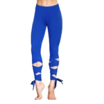 Legging de Yoga - Bandelettes à Nouer - Taille Haute - Du S au XL - 4 CouleursLegging de Yoga - Bandelettes à Nouer - Taille Haute - Du S au XL - Bleu
