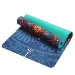 Tapis de yoga effet velours - Motifs indiens - Ecolo - 6 MM - bleu-vert