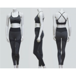 Legging taille haute + Brassière croisée de Yoga - Patchwork - noir