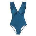 CUPSHE-vert-sarcelle-plongeant-solide-une-pi-ce-maillot-de-bain-femmes-volants-fronc-Monokini-2020