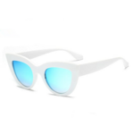 Lunettes de Soleil Vintage - Cat Eyes - Femme - blanches et bleus