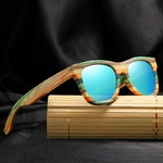 Passion yoga - Lunettes de soleil Colorblock + Etui - Bambou naturel - Mixte - bleu ciel