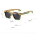 Dimensions Lunettes de soleil Colorblock + Etui - Bambou naturel - Mixte - Pour Homme et Femme