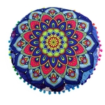 Passion Yoga - Pouf rond - Motifs Mandala - Méditation et Décoration - 43 cm - bleu