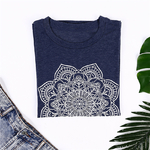 T-Shirt en Coton - Fleur Mandala - Bleu marine - S au XL