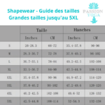 Passion yoga - Guide des tailles - Shapewear combinaison - Gainante - Minceur - S au 5 XL