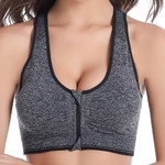 Brassière Push Up - Soutien-Gorge Sport Yoga Fitness Course - Fermeture éclair gris