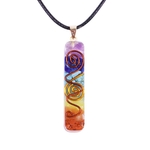 Collier pendentif Chakra 7 cristaux - améthyste - citrine - lapis lazuli - jasper