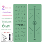 Tapis de Yoga - 2 faces - Poses de Yoga - Ligne de position vert