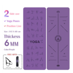 Tapis réversible - 38 Poses de Yoga - Anti-dérapant - Alignement violet