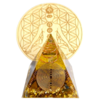 Orgonite pyramide oeil de tigre et son tapis de méditation