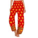 Mai - Harem Pantalon de yoga éléphant doré rouge