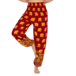 Mai - Harem Pantalon de yoga éléphant doré bordeaux poches