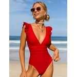 BIKINX-Maillot-de-bain-une-pi-ce-rouge-sexy-d-collet-plongeant-en-V-dos-nu