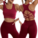 Chakra - Ensemble de Yoga Taille haute - Sans couture bordeaux