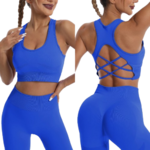 Chakra - Ensemble de Yoga Taille haute - Sans couture bleu