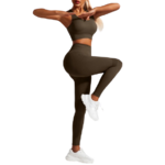 Chakra - Ensemble de Yoga Taille haute - Sans couture marron