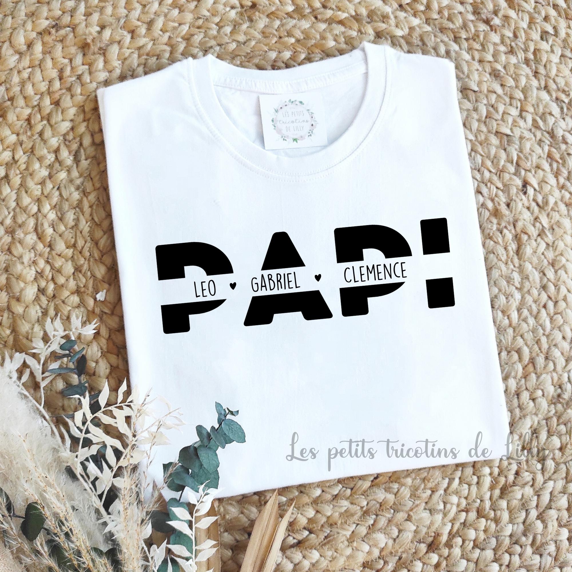 T-Shirt Papa en Or personnalisable | idée cadeau tshirt personnailsé |  prénom au choix | 100% coton