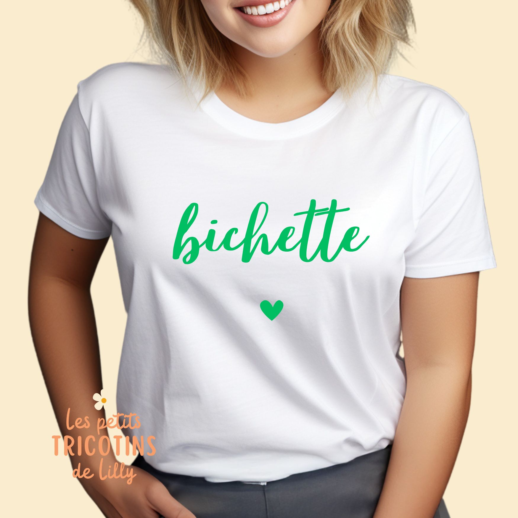 t-shirt-bichette-vert-adulte-coton-coeur-femme