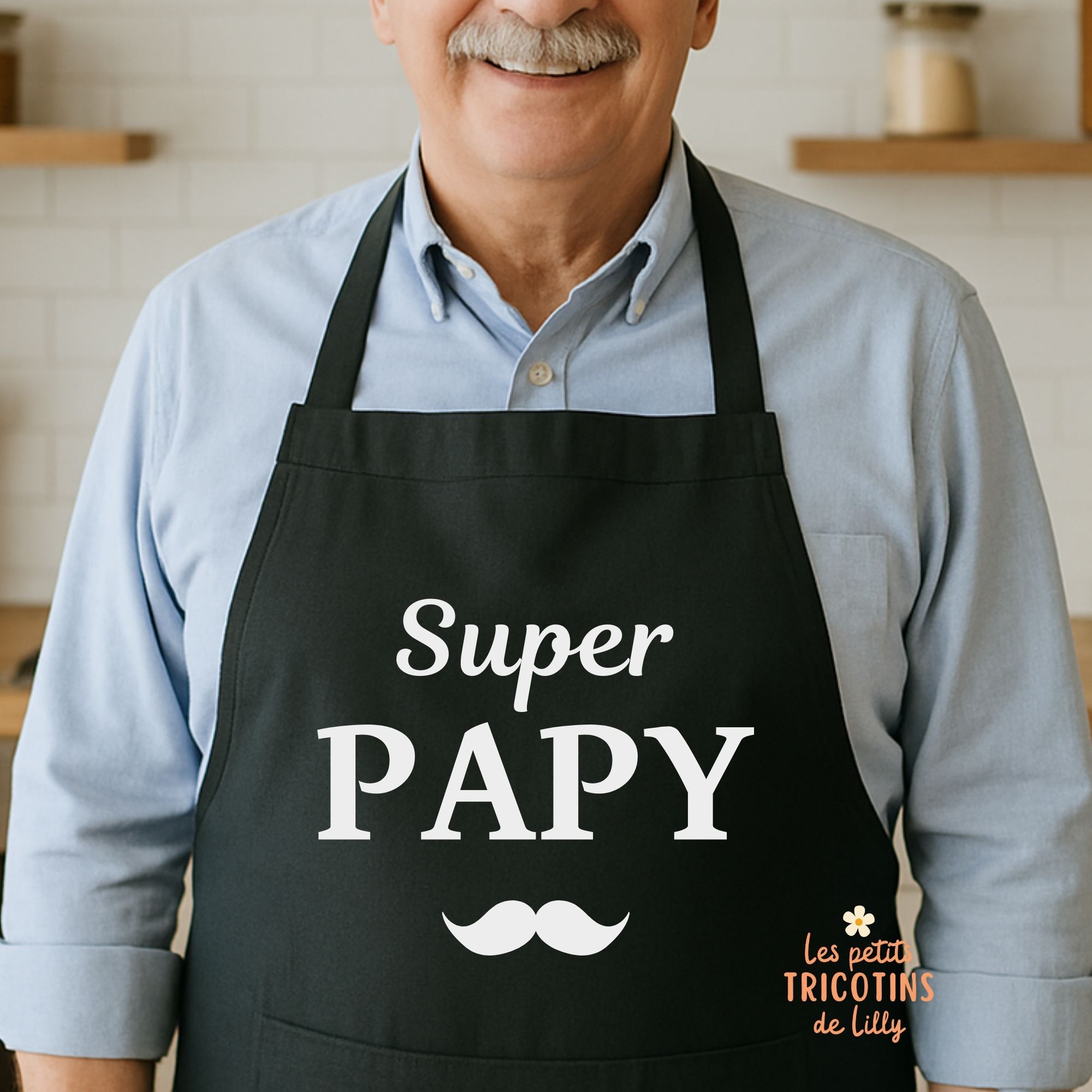 tablier-noir-super-papy-fete- papy-idée-cadeau-anniversaire-papi-grand-père