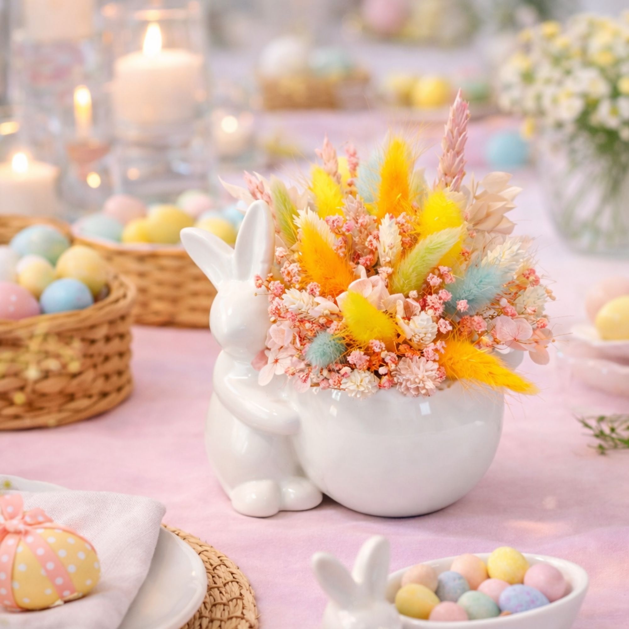 composition-fleurs-sechees-lapin-paques-arc-en-ciel-pastel (1)