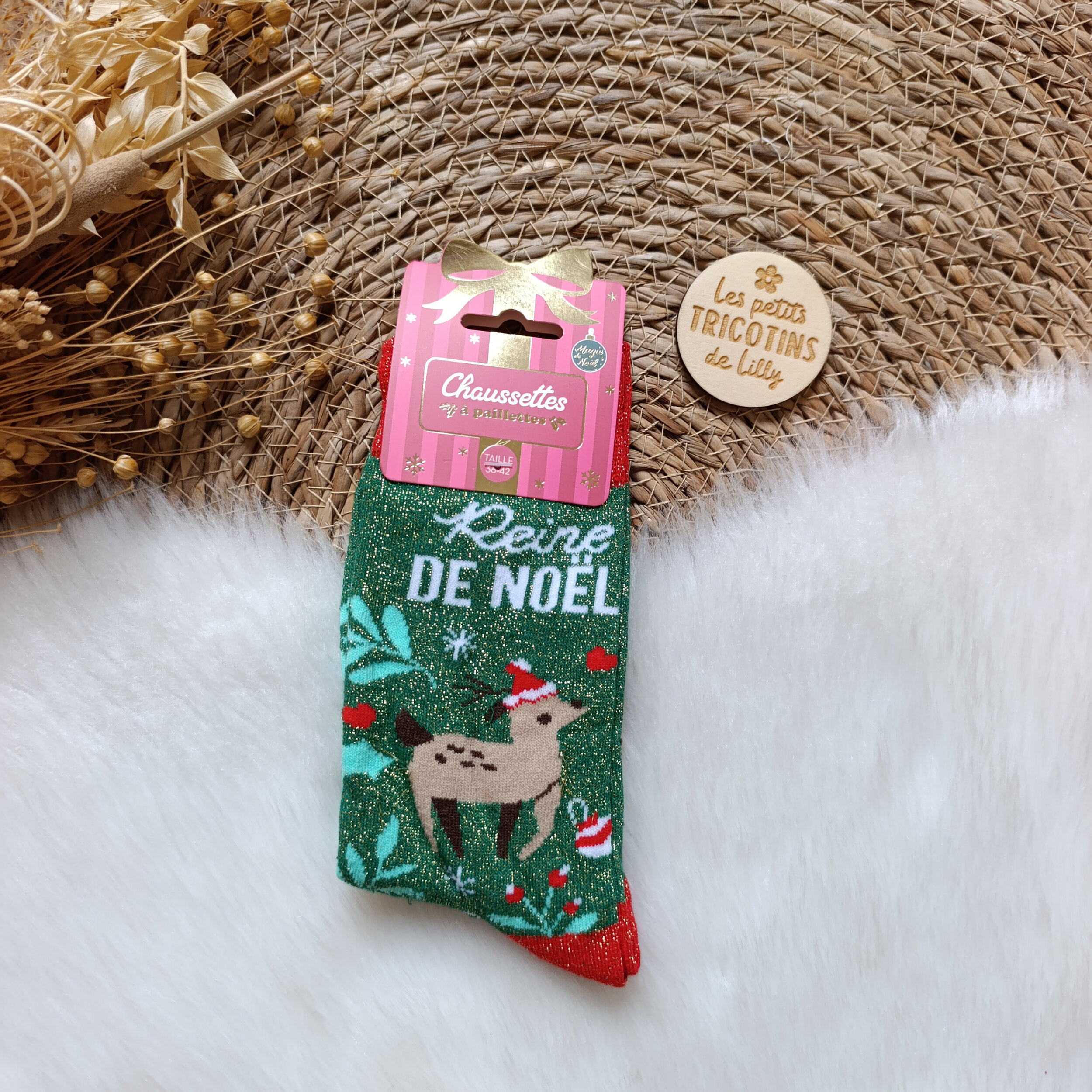 chaussettes-paillettes-noël-reine-de-noël-cadeau-noël-secret-santa