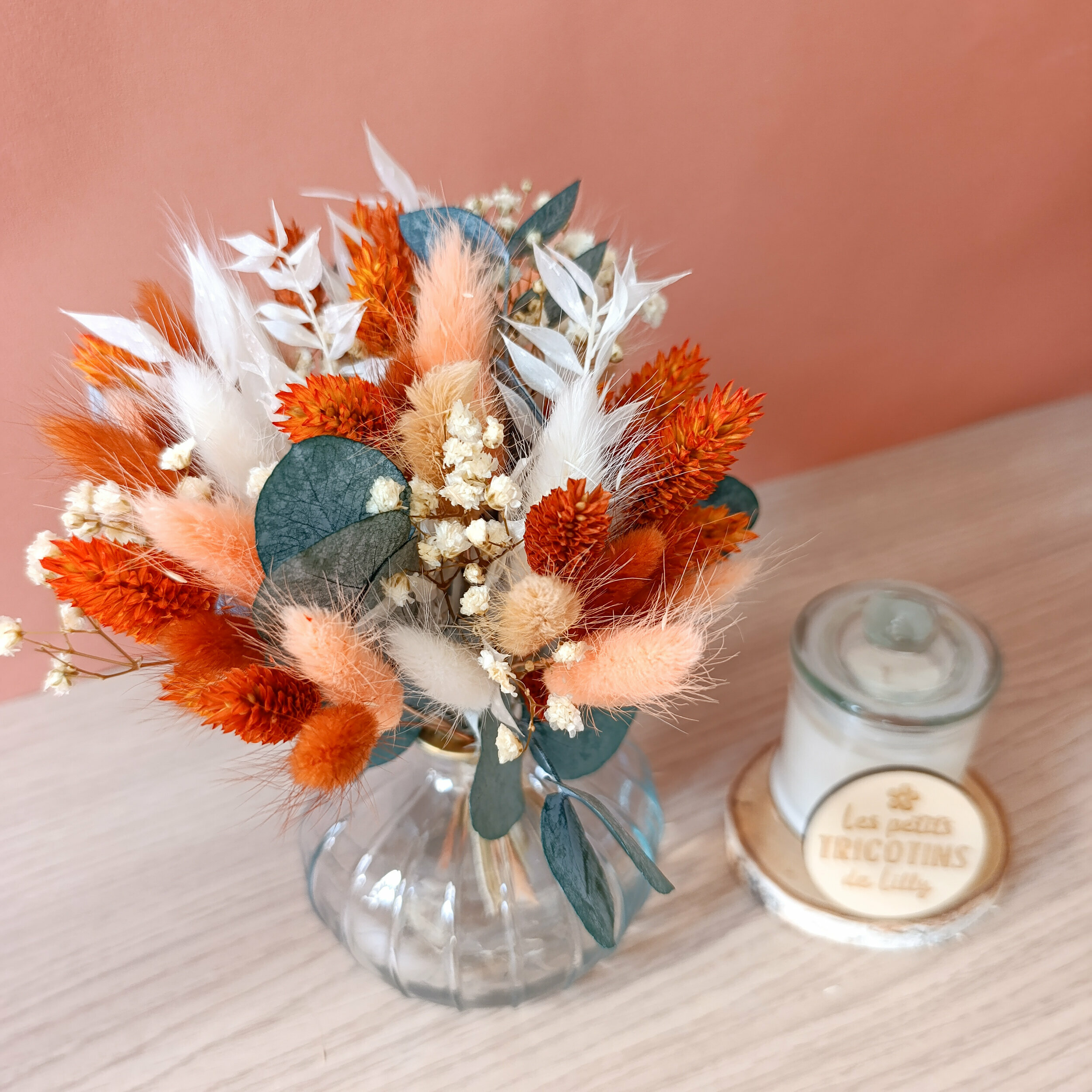 Centre de table en fleurs séchées – Collection Adélia