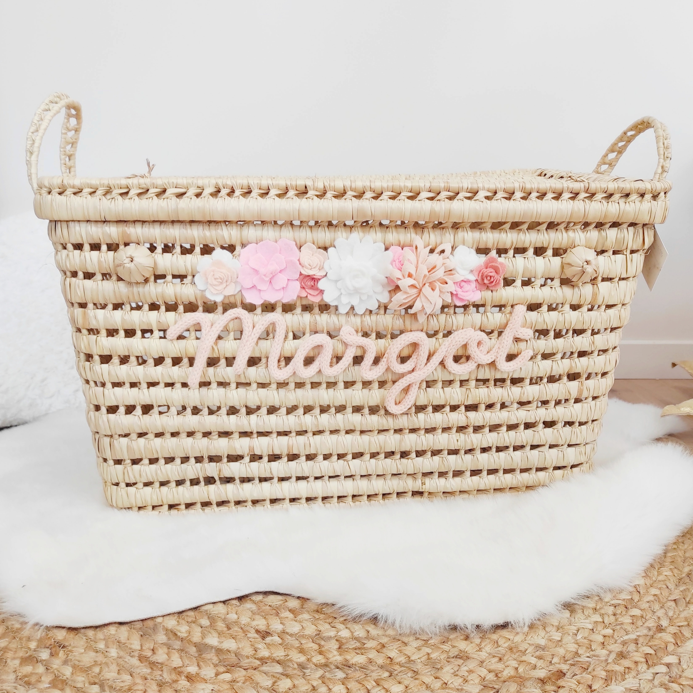 PANIER DE RANGEMENT PERSONNALISE FLEURI