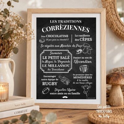 affiche-encadree-traditions-correziennes-cadeau-correze