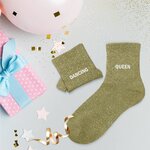 Chaussettes Paillettes Dépareillées - "Reine" Et "Des Gaffes" - Taille 36-42 - Accessoire Mode Humoristique