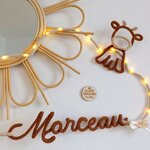 Nuage lumineux personnalisé en tricotin avec vache - cadeau naissance anniversaire baptême - photo 1