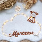 Nuage lumineux personnalisé en tricotin avec vache - cadeau naissance anniversaire baptême - photo 3