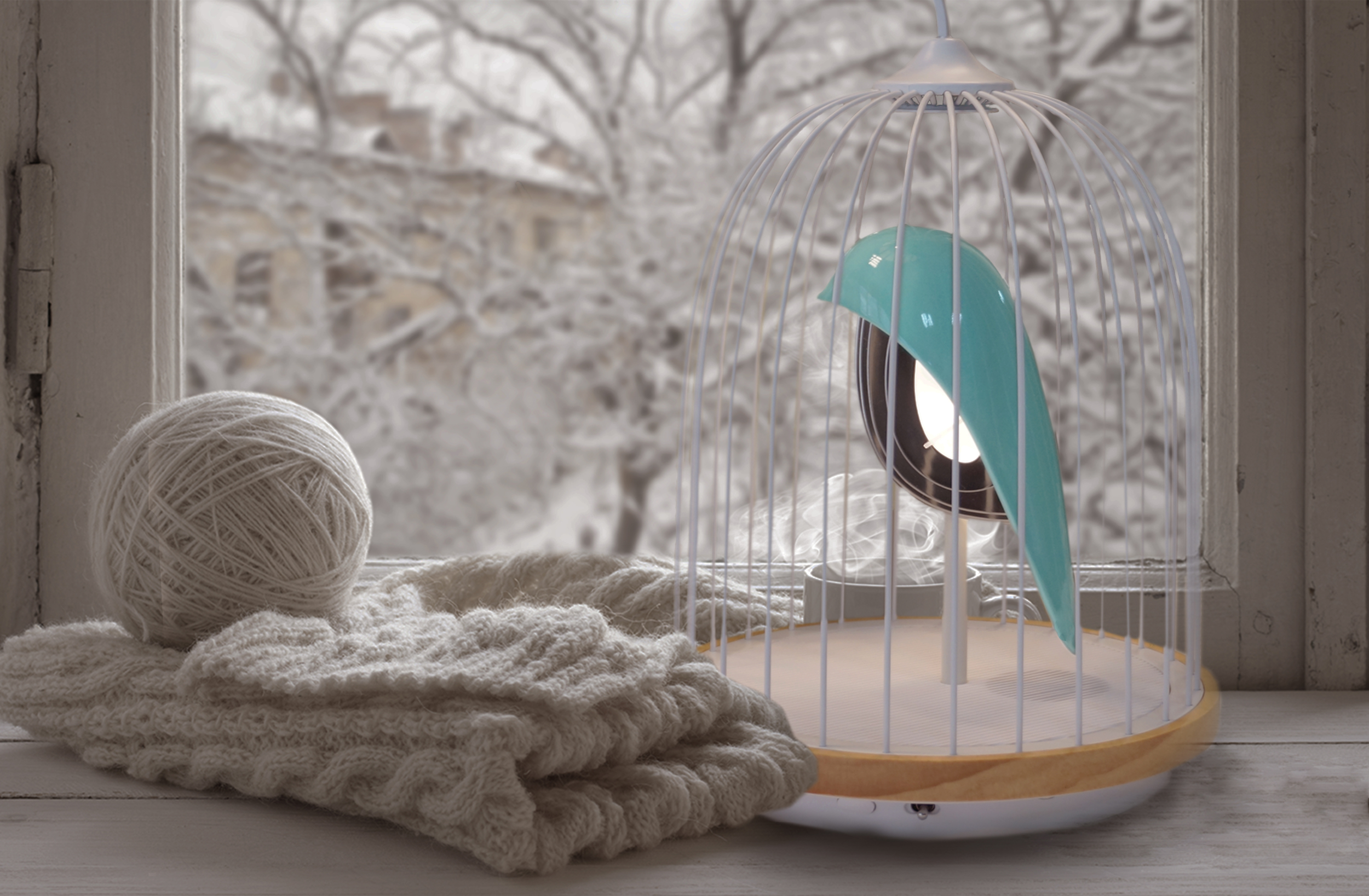 snowing blue bird