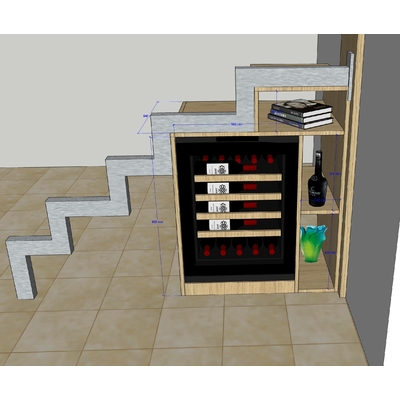 2 eurocave fichet dessin 3d sous escalier sur mesure
