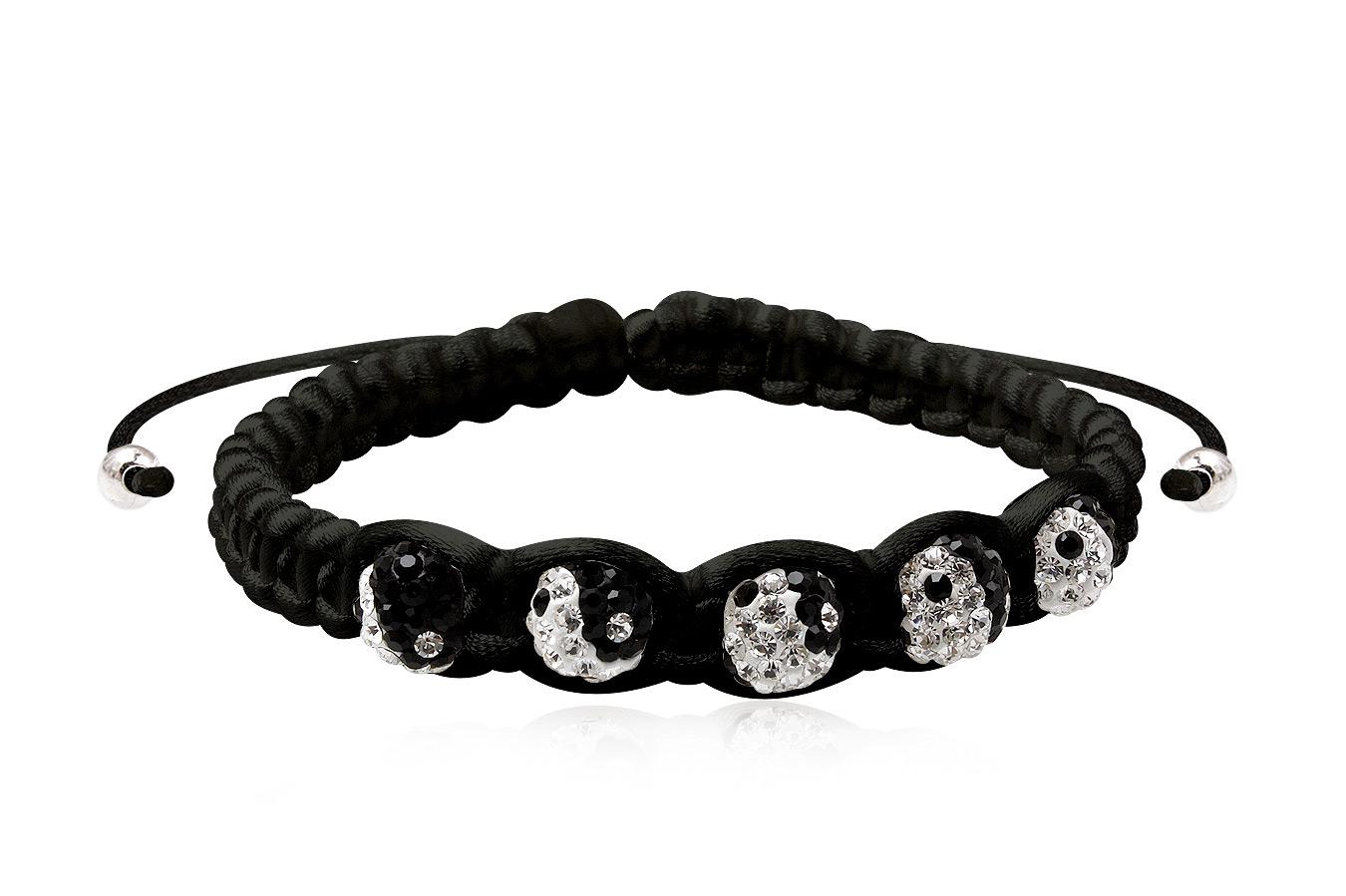 bracelet-macramé-shamballa-homme-yin-yang-soie-préciosa-cristal-argent-noir-PHW0962